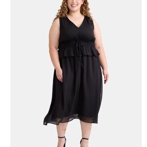 Terra & Sky Women's Plus Peplum Midi Dress, NWT black sz 2X